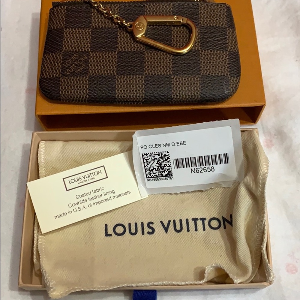 Authentic Damier Ebene Louis Vuitton Key Pouch